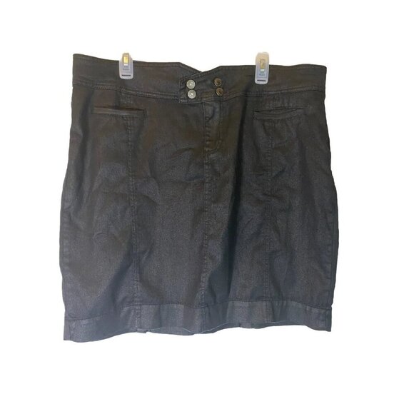 MYNT WOMENS PLUS SIZE 18W 1X BLACK DENIM JEAN SKIRT STRETCH MILITARY VIBE Trendy - Picture 1 of 2